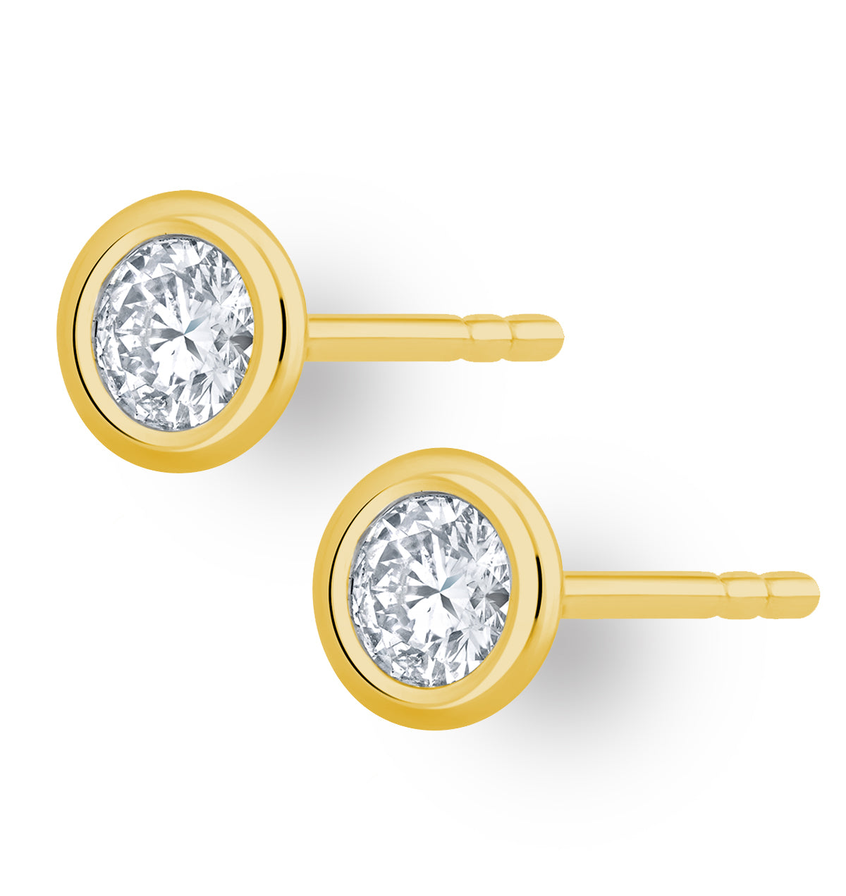 0.50ct Lab Diamond Rub Over Stud Earrings in 9K Gold - 5.6mm